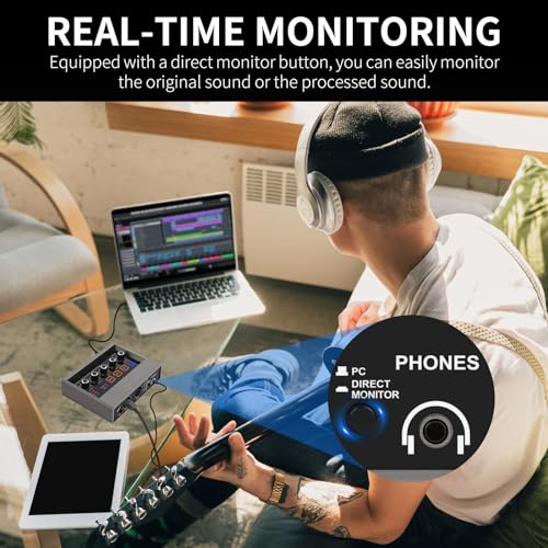 XTUGA USB Audio Interface for PC with Touch Model 16 bit/48 kHz, DSP Effect, 48V Phantom Power XLR Audio Interface for Recording Music, Live Streaming, Q-16