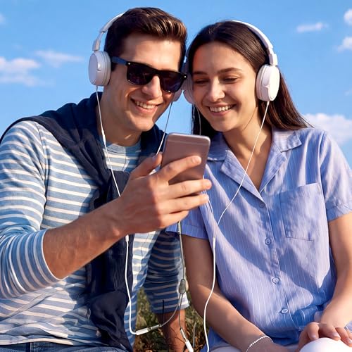 SYNCWIRE Headphone Splitter, 3.5mm Male to 2 Female Y Cable, Gold Brown | Nylon-braided Cable Delivers Hi-Fi Stereo Sound for Apple, Samsung, tablets and more, Audio only; Microphone not Supported - color: Gold Brown
