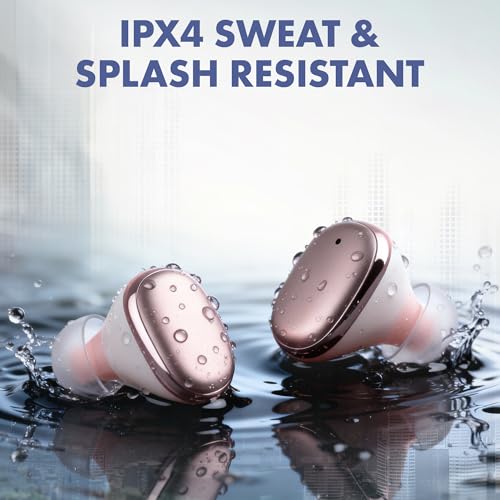 Groovz Go Essential True Wireless Earbuds with Charging Case - Up to 26 Hrs Battery Life - Designed & Engineered in the USA - Sweat-Resistant Bluetooth Earbuds with Built-in Microphone (Rose Gold) - color: Rose Gold