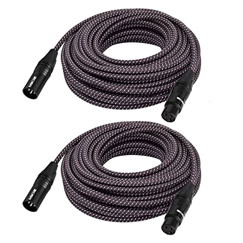 XLR Cables Braided 50 Feet 2 Pack | Anti-Tangling Premium 3 Pin XLR Male to Female Patch Cables for Microphone Audio - size: 2-Pack 50Ft