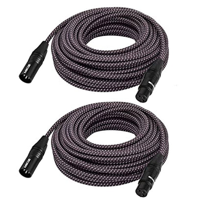 XLR Cables Braided 50 Feet 2 Pack | Anti-Tangling Premium 3 Pin XLR Male to Female Patch Cables for Microphone Audio - size: 2-Pack 50Ft