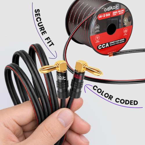 GEARit Right Angle Banana Plugs, 6 Pairs, 24K Gold-Plated, 14-20 AWG - color: Black and Red, size: Banana Plugs (90 Degree Right Angle - Flex Pin)