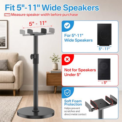 Heavy Duty Speaker Stand Pair for Samsung Q990H/Q990F/Q930F/Q990D/SWA-9500S | For Width 5"–11" Samsung Speaker Stands, Tool-Free Height Extend 33.5"–40.5", Adjustable Dual Side Clamp, Built-in Cable Mgmt - style: Speaker Floor Stand