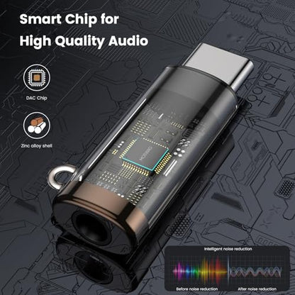 MOSWAG USB C to 3.5mm Headphone Adapter, Typc C to 3.5mm Aux Headphone Adapter, USB C to Aux Audio Zinc Alloy Adapter for Samsung GalaxyS23 S22 S21 Ultra, Pixel 7/6 iPad Pro/Air/Mini | Hi-Fi Audio Converter and Microphone in Zinc Alloy High Resolution Com