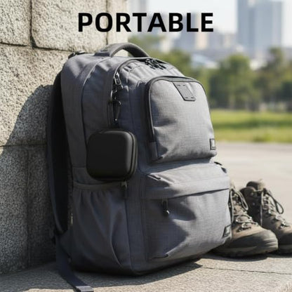 Earbud Case Portable EVA Storage Bag with Carabiner, Black | Cell Phone Accessories Organizer, Wired/Wireless Earphone Holder, SD Memory Card Storage, Camera Chip Case, Tech Pouch
