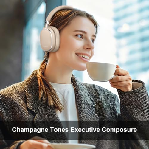 Srhythm NiceComfort 95 Adaptive Noise Cancelling Headphones Wireless | Bluetooth with Spatial Audio,Transparency,ENC,HD Sound,Low Latency for Gaming,Slim Headphones Lightweight - color: Champagne Gold