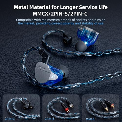 2 Meter Long 2Pin IEM Cable, in Ear Monitor Replacement Earbuds Earphone Cable, KBEAR ST12 Plus 8 Core 4N OFC Silver-plated HiFi Headphone Wire for KZ ZST/AS10/ZS10/ZST-X CCA C10/C12(Grey, 2PIN 3.5MM)