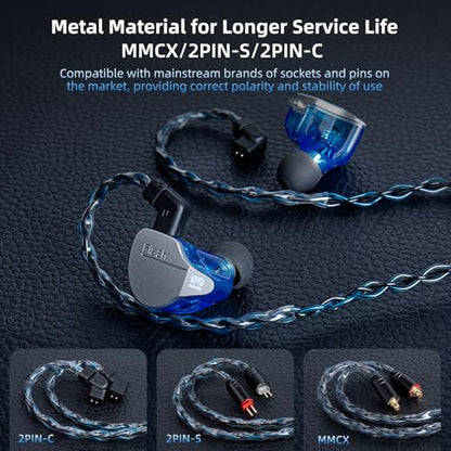 2 Meter Long 2Pin IEM Cable, in Ear Monitor Replacement Earbuds Earphone Cable, KBEAR ST12 Plus 8 Core 4N OFC Silver-plated HiFi Headphone Wire for KZ ZST/AS10/ZS10/ZST-X CCA C10/C12(Grey, 2PIN 3.5MM)