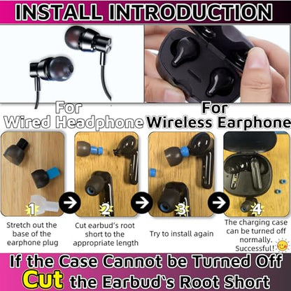 Earbud Replacement Tips 54Pcs S+M+L，Ear Bud Rubber Tips Silicone Earbud Tips Earbud Covers Silicone Tips Headphone Covers for Ears Headphone Ear Covers Replacement (Inner Hole 3.8mm -5.1mm)