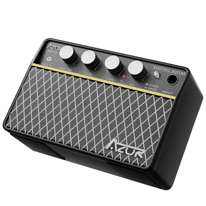AZOR 10W Mini Guitar Amp, Rechargeable Portable Amp for Travel | Clean/Drive switchable, 6H battery life, 3.5mm headphone jack for silent practice, lightweight for travel