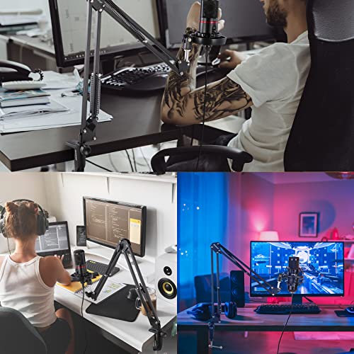 NEEWER Metal Table Mounting Clamp for Microphone Suspension Boom Arm Stand | For Mic Scissor Arm Holder, Adjustable Positioning Screw, Fits up to 1.9inch/5cm Desktop Thickness, Black