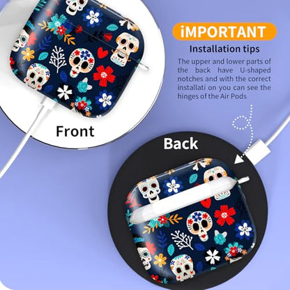 Compatible with AirPods 4th Generation Case 2024, Shockproof Cover with Golden Buckle for Women & Girls, Protective Anti-Drop Design(Colorful Skull) - color: Colorful Skull