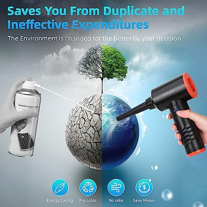 Compressed Air Duster 6000mAh Battery - Electric Air Duster | Keyboard Cleaner 3 Adjustable Wind Speeds with LED, Dust Removing Installations for Cleaning Purposes