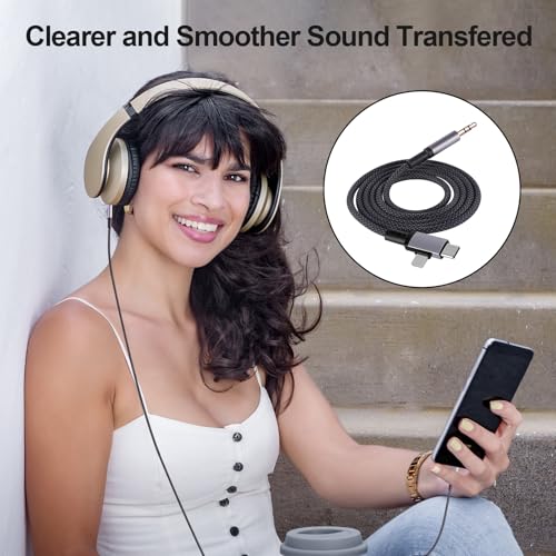 2 in 1 Lightning and USB C to 3.5mm Audio Auxiliary Jack Cable, Type C to Lightning 3.5mm Headphone Car Stereo Cable, Compatible with iPhone 16/15/14/13/12/11/X, Samsung Galaxy S24 S23 S22 S21 Note 20 - size: 3.3FT