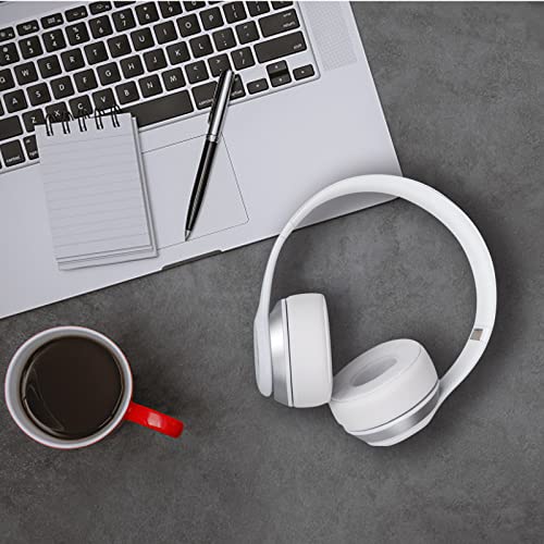 Replacement Ear Pads for Beats Solo 3, Ear Cushions for Beats Solo 2 & Solo 3 Wireless/Wired Headphones, Not Fit Beats Studio On-Ear Headphone with Stronger Adhesive, Thicker Memory Foam(White) | Solo3 Protein Leather Cushions with Stronger Adhesive Thick