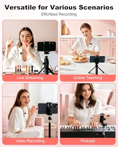 Wireless Microphone for iPhone & USB C Android, AI Noise Canceling Lapel Mic with Charging Case Magnetic Clip LCD Display DSP Chip Lavalier Mini Microphone for Vlogging Tiktok Live Stream YouTube Pink - color: Pink