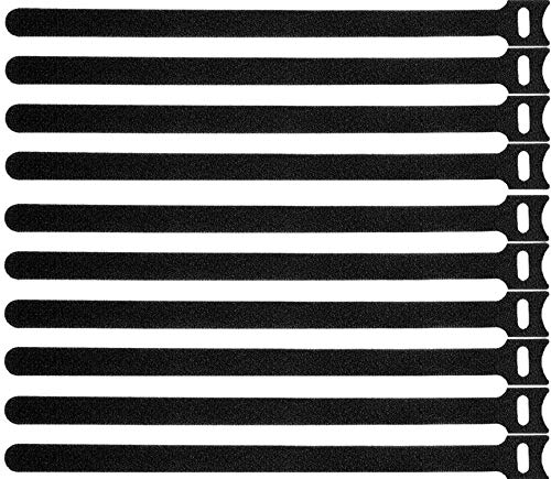 50 Pcs Reusable Fastening Cable Ties, Microfiber Cloth 12 Inch Hook and Loop Cord Ties, Black