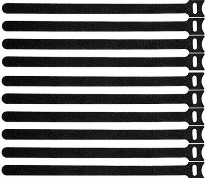 50 Pcs Reusable Fastening Cable Ties, Microfiber Cloth 12 Inch Hook and Loop Cord Ties, Black