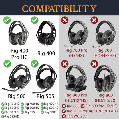 SOULWIT Earpads Replacement for Plantronics (Poly) Rig 400(400Pro HC, 400HS, 400HX, 400HA), 500(500E, 500HD, 500HX, 500HS)/505(505HS)/515(515HD) Headset - Rig CG Red Storm