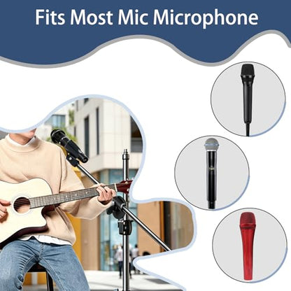 2-Pack Adjustable Microphone Clip Holder with 5/8" to 3/8" Adapter | universal mic stand fit, dynamic condenser compatible, mount clamp replacement, screw-on secure hold, studio and stage use