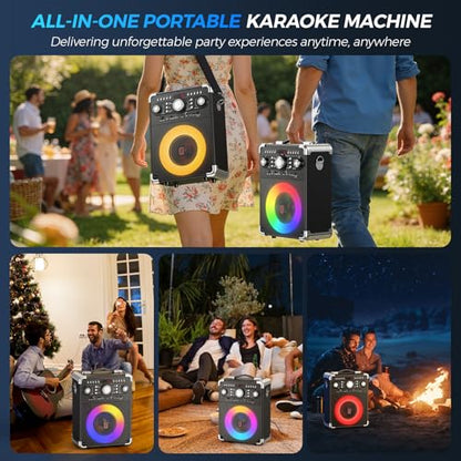 Karaoke Machine, Portable Bluetooth 5.3 Speaker with 3 Wireless Microphones for Adults, PA System with Echo Adjustment, Support TWS/TF Card/USB/AUX/TVs Connected for Home Party/Outdoor/Events etc - size: 3 Wireless Microphones