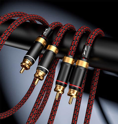 Auidophile 2RCA Male to 2RCA Male Stereo Audio Cable,Gold Plated | 4N Oxgen-Free Copper Core (3 Feet (1M)) - size: 3 Feet