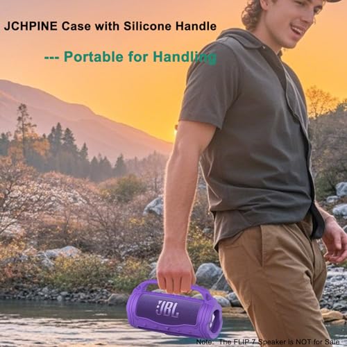JCHPINE Silicone Cover and Carrying Case for JBL Flip 7 Portable Speaker - color: Purple