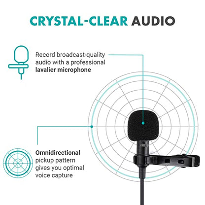 Movo Edge-OP Wireless Lavalier Microphone for Osmo Pocket 1 and 2 - Wireless Clip-on Lapel Mic, Transmitter, and Receiver Set for Video, Vlogging, Filming