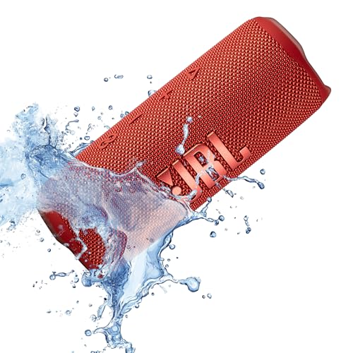 JBL Flip 6 Portable Wireless Speaker | Deep Bass Sound, IP67 Waterproof Rating | Bluetooth Audio for Outdoor, Travel, Beach, Hiking, and Home Use (Red) with Travel Case + Microfiber Cloth - color: Red