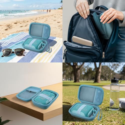 for JBL Go 5/4/3 Ultra Portable Speaker Hard Travel Case, Teal | Protective Storage Bag with Mesh Pocket & Hand Strap, Shockproof EVA Carrying Box, Soft Lining - color: Teal Case