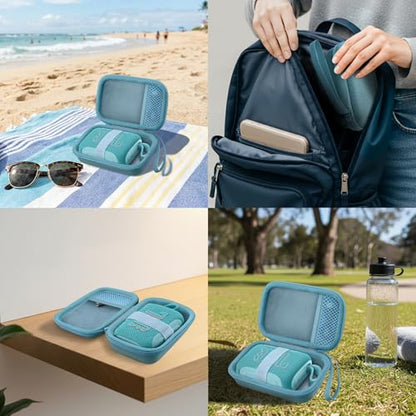 for JBL Go 5/4/3 Ultra Portable Speaker Hard Travel Case, Teal | Protective Storage Bag with Mesh Pocket & Hand Strap, Shockproof EVA Carrying Box, Soft Lining - color: Teal Case