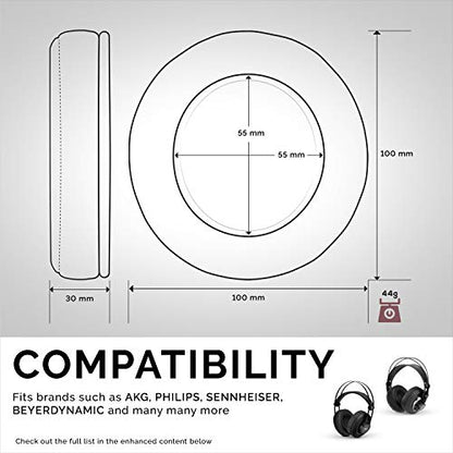 Brainwavz Round Memory Foam Earpads - Suitable Many Large Headphones - SteelSeries, HD668B, ATH, AKG K553, HifiMan, ATH, Philips, Fostex, Sony Ear Pad & More (Perforated Black) - color: Black