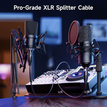 Cable Matters Balanced XLR Splitter Cable, XLR Y Cable, 1.5ft | 0.5m, Male to 2 Female, Microphone Splitter, 1 Male to 2 Female