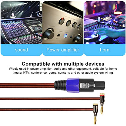 GINTOOYUN Banana Plug to Speakon Cable Double Banana Plug to Speakon Male Speaker Cable for Loudspeakers,Power Amplifiers,Stage Monitors,etc(6.5 FT)