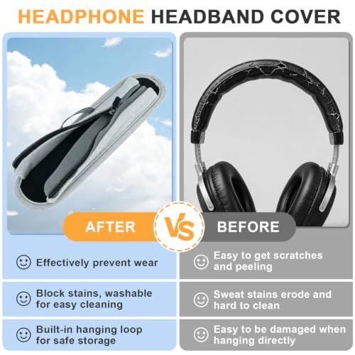 Universal Replacement Headphone Headband Cover, Headband Cushion Pad Cover Compatible with Sony, Bose, Beats, JBL Head Band Protector for Noise Canceling Stereo Headset (Silver Grey) - color: Silver Grey