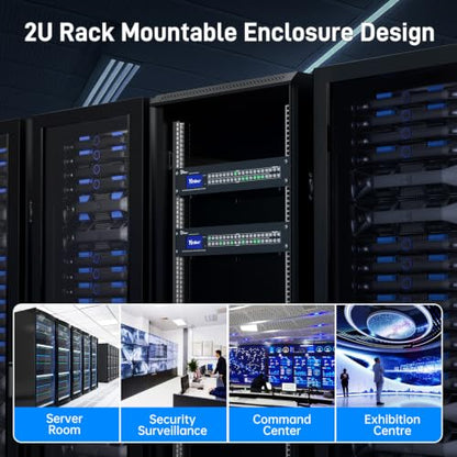 16x16 Seamless 4K HDMI Matrix with Video Wall Controller & 3.5mm Audio I/O | 6 Controls, Web GUI & IR | Custom Splicing | 4K@30Hz Downscale HDCP 1.4 EDID | Audio Embedding & Extraction | 2U Rackmount - size: HDMI Matrix 16x16 w/Video Wall