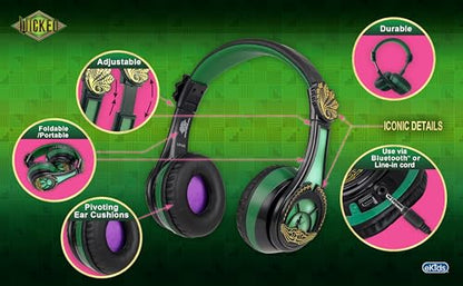 Wicked Elphaba Bluetooth Headphones for Kids, Wireless Headphones for School, Home, or Travel (Wicked Elphaba) - color: Wicked Elphaba