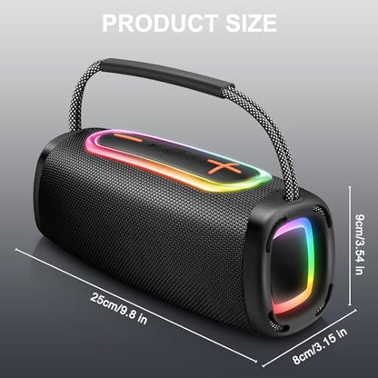 Bluetooth Speaker 60W, BT5.4 Speakers Bluetooth Wireless, Loud Stereo Sound | Portable Speaker, 6000mAh, IP6 Waterproof, RGB Multi-Color Rhythm Lights, Outdoor, Home, Party, Beach, Black - color: Black-02