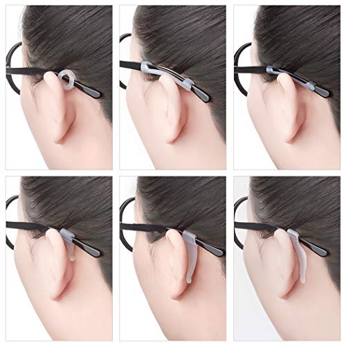 Eyeglasses Silicone Ear Hooks Retainers, Anti-Slip Holder Stoppers, Temple Tips Sleeve Retainer, Spectacle Stay for Eyeglasses, Sunglasses, Reading Glasses (White) - color: White