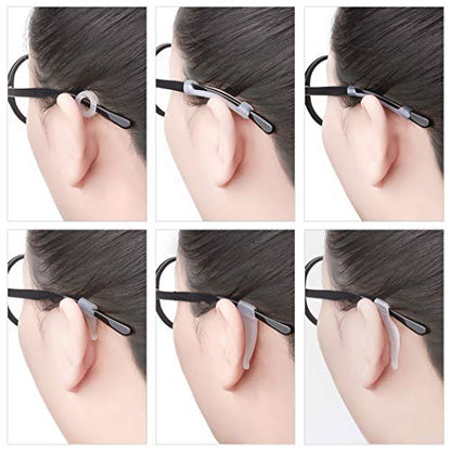 Eyeglasses Silicone Ear Hooks Retainers, Anti-Slip Holder Stoppers, Temple Tips Sleeve Retainer, Spectacle Stay for Eyeglasses, Sunglasses, Reading Glasses (White) - color: White