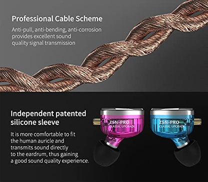 KZ ZSN Pro Dual Drivers 1BA 1DD in Ear Earphones HiFi Power Bass Earbuds Headphones High Clarity Sound Wired Earphones with Detachable Cable for Audiophile Musician - color: ZSN Pro-gray, size: No Mic