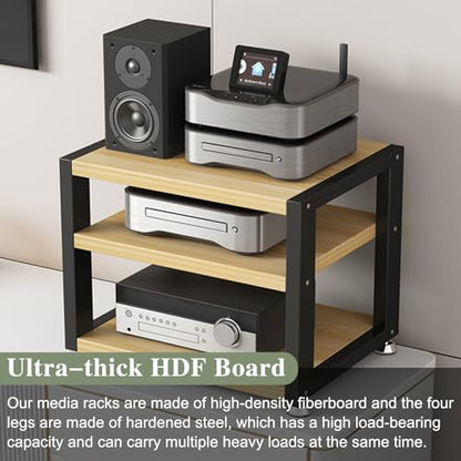 UrbanUp Audio Cabinet Rack Small Space Saving Stereo Cabinet Audio Rack Tower, Lightweight AV Media Stand for Electronics, Wood Texture Router Modem Organizer(4 Tier) - size: 4 Tier