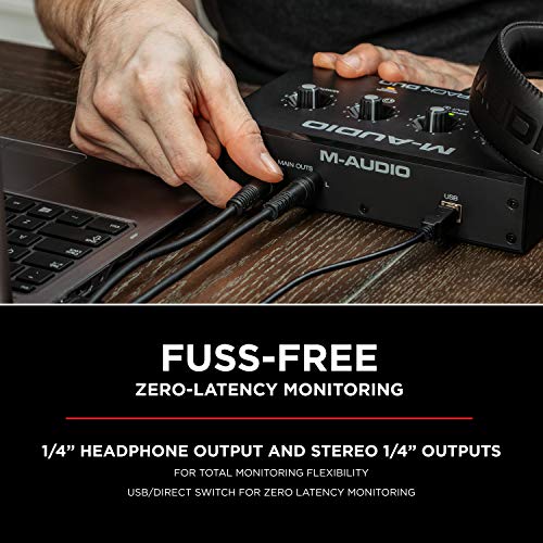 M-Audio M-Track Duo – USB Audio Interface for Recording, Streaming and Podcasting with Dual XLR & HDH40 – Over Ear Studio Headphones with Closed Back Design