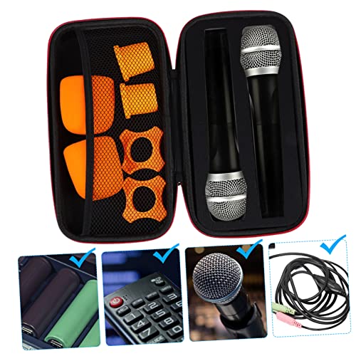Microphone Storage Bag with Zipper Closure and Double-sided Pockets