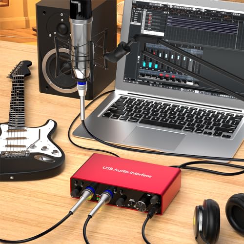 USB Audio Interface 4 Line Outputs & 2 Line Inputs with 48V Phantom Power 24Bit/192kHz for the Musicians, Vocalist, Podcaster, Works with Most DAWs and Recording Software(AR007-4 Line Outputs)