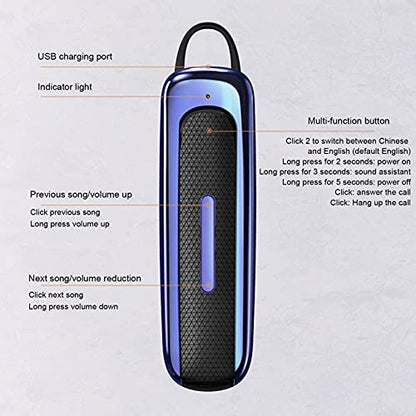 Goshyda Headset, Single Ear Hanging Business Earbuds, Bluetooth Handsfree Earpiece with Microphone, 500 Hours Standby Time Driving Headset (Blue)