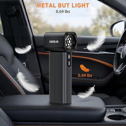 Electric Air Duster 160W, Metal Body 150000RPM Compressed Air Duster, 29.6Wh Rechargeable Cordless Mini Blower, 18W Fast Charging 4-Speed Electric Duster Dust Blower for PC, Keyboard, Car, Home