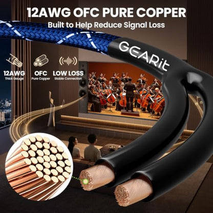 GEARit 12 Gauge Speaker Wire Banana Plugs CL2 Rated in-Wall 6 Feet Blue - color: Blue, size: 6 Feet