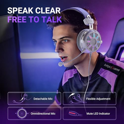 FIFINE Open Back Gaming Headset with 7.1 Surround Sound, Flowing RGB, USB Control Box, Soft Ear Pads, Wired Headset with Noise canceling Mic for PC, PS5, PS4, Laptop, Mac - H19WP