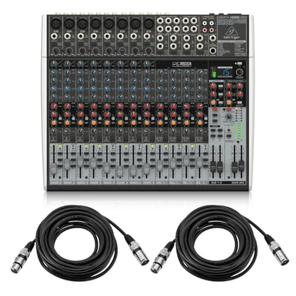 Behringer XENYX X2222USB Premium 22-Input 2/2-Bus Mixer, Bundle With 2x H&A XLR M to F Cable 25'